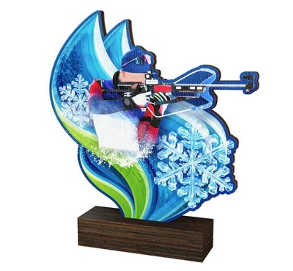 Dřevěná plaketa WF293 | Biatlon
