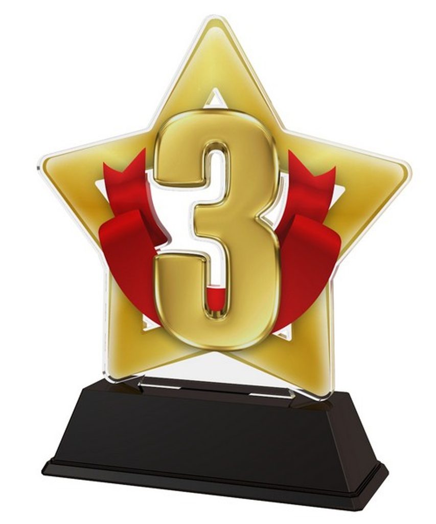 Akrylátová trofej STAR001M91 | Čísla - 3. místo