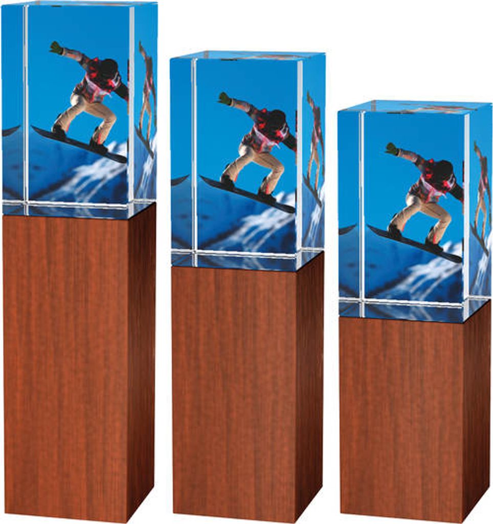 Skleněná trofej - kombinace skla a dřeva CRS4021 | Snowboard
